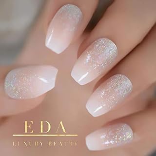 EDA Luxury French Ombre Glitter Full Cover Press On Acrylic Nail