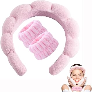 Pink Terry Cloth Spa Headband & Wristband Set