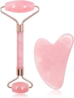 ZUKIMM Rose Quartz Face Roller & Gua Sha Set