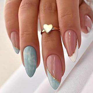 Acrylic Press On Nails Almond French Tip 24PCS/Set (