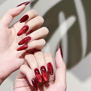 24pcs French Tip Stick on Nails Gradient Glitter Fake Nails with