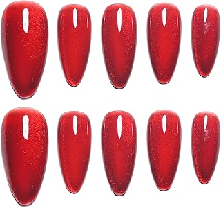 Sun&Beam Handmade Press-on Red Ruby Magnet False Nails 10