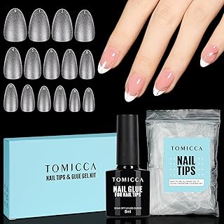 TOMICCA Almond Matte Nail Tips Kit
