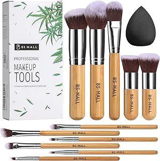 BS-MALL 11Pcs Bamboo Synthetic Kabuki Brush Set